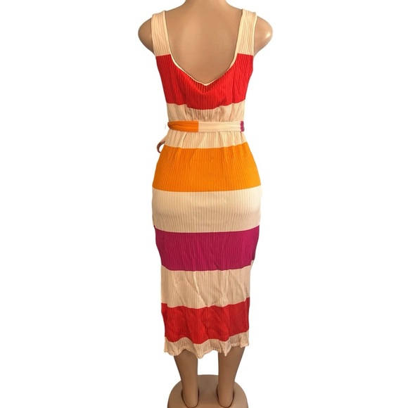 Ted Baker Ribbed Midi Casual Striped Dress Multicolor - Picture 8 of 10